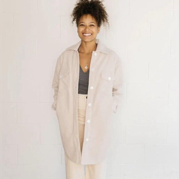 Jackson Rowe Jackets & Blazers - Jackson Rowe x Jillian Harris Scholar Shacket Jacket Warm Vanilla Cream, Sz Lg